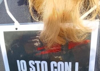 Il ‘Sudario per Gaza’ sfila ad Alessandria, un cartello per il liceo